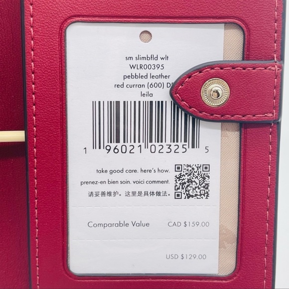 Kate Spade Leila Small Slim Bifold Wallet Ruby Red Leather - Picture 7 of 7